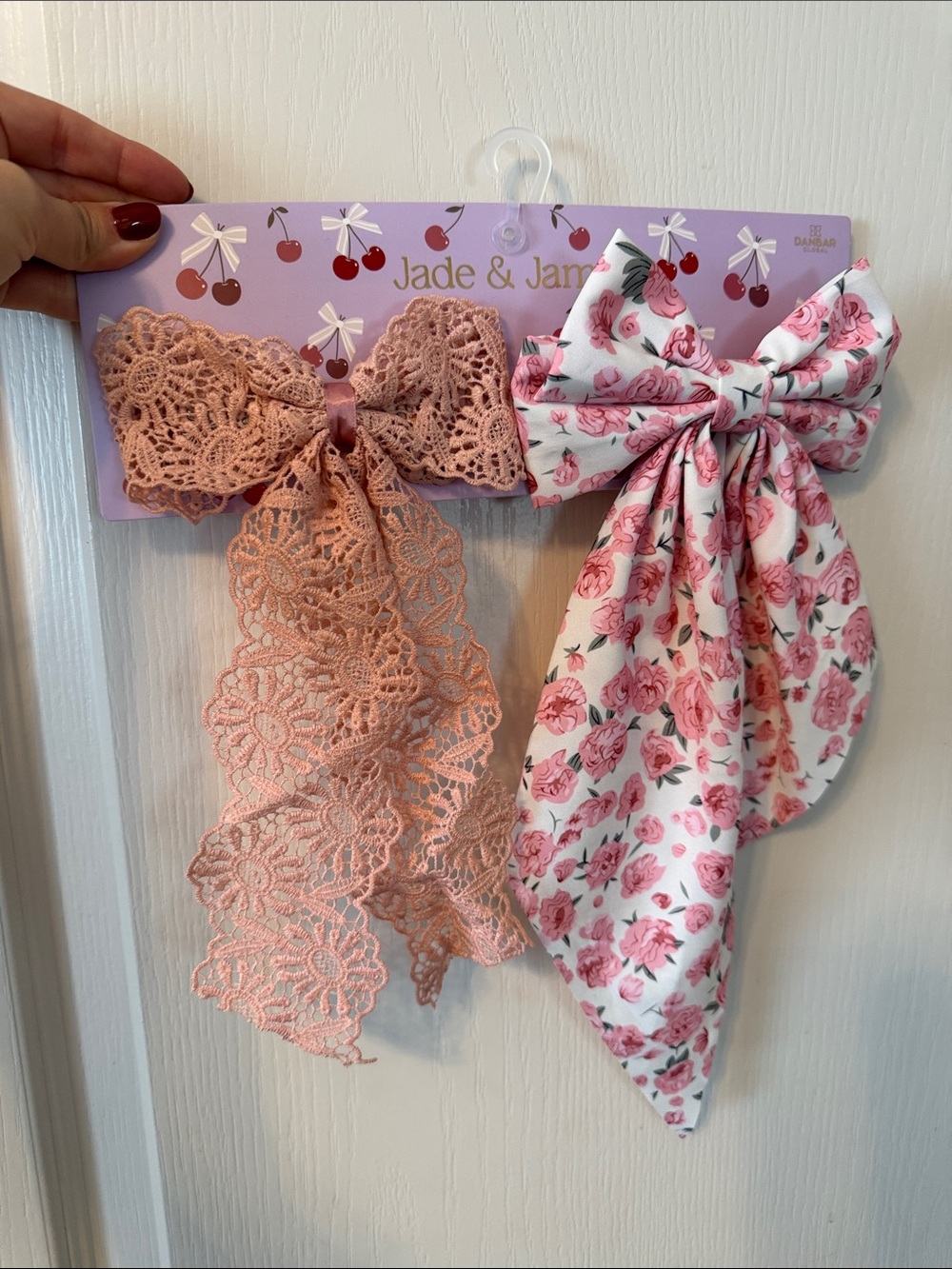 Pink Lace and Floral Bow Hair Set for Kids